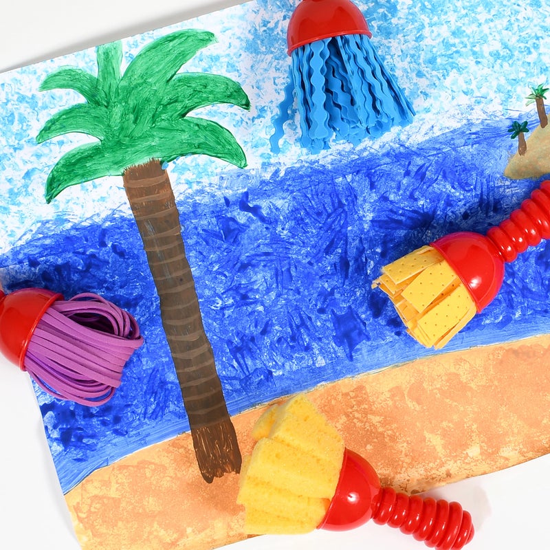 ليرنينج أدفانتدج مجموعة أدوات الرسم المزخرفة من ريدي تو ليرن - مجموعة من 4 فرش طلاء كبيرة الحجم للأطفال الصغار - مجموعة 2 - أنماط وتأثيرات يمكنك صنعها بنفسك، بلاستيك، متعدد الألوان - Image 3